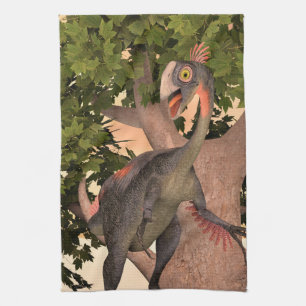 Kids Gigantoraptor Dinosaur Adventure Art Tea Towel
