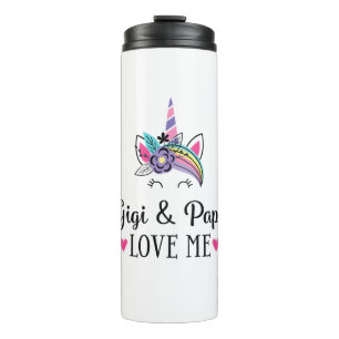 Kids Gigi and Papa Love Me Unicorn T-Shirt Thermal Tumbler