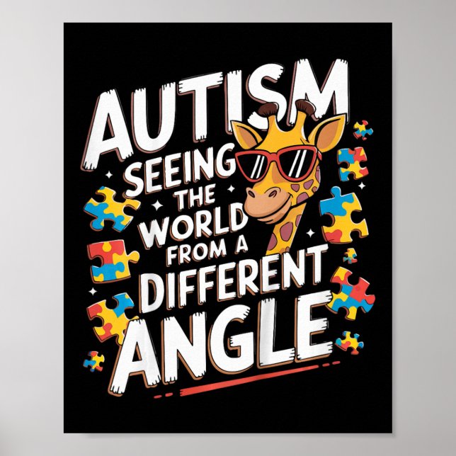 Kids Giraffe Autism Seeing World Different Angle A Poster (Front)