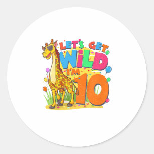 Kids Giraffe Birthday Party 10 Year Old Boy 10th B Classic Round Sticker