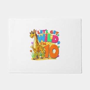 Kids Giraffe Birthday Party 10 Year Old Boy 10th B Doormat