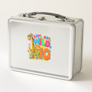 Kids Giraffe Birthday Party 10 Year Old Boy 10th B Metal Lunch Box