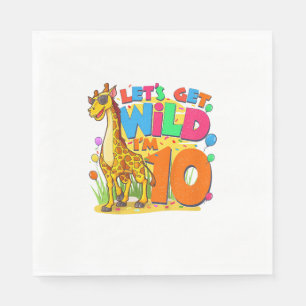 Kids Giraffe Birthday Party 10 Year Old Boy 10th B Napkin