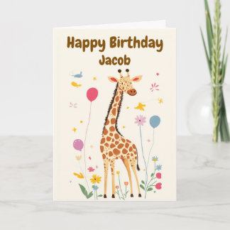Kid's Giraffe Cute Happy Birthday  Card
