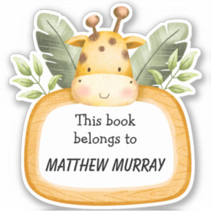 Kids Giraffe Personalised Bookplate