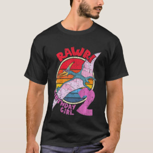 Kids Girl 2nd Birthday I Rawr! Pterodactylus I Fam T-Shirt