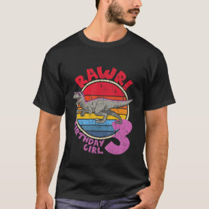 Kids Girl 3Rd Birthday I Rawr! Velociraptor I Fami T-Shirt