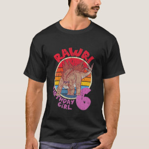 Kids Girl 6Th Birthday I Rawr! Stegosaurus I Famil T-Shirt