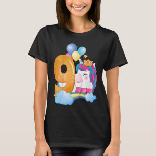 Kids Girl 9 Years Birthday Party Unicorn Outfit Co T-Shirt