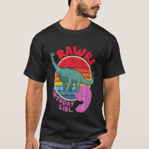 Kids Girl 9th Birthday I Rawr! Brachiosaurus I Fam T-Shirt