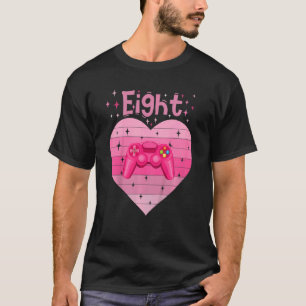 Kids Girl daughter heart gamer girl gaming 8th bir T-Shirt