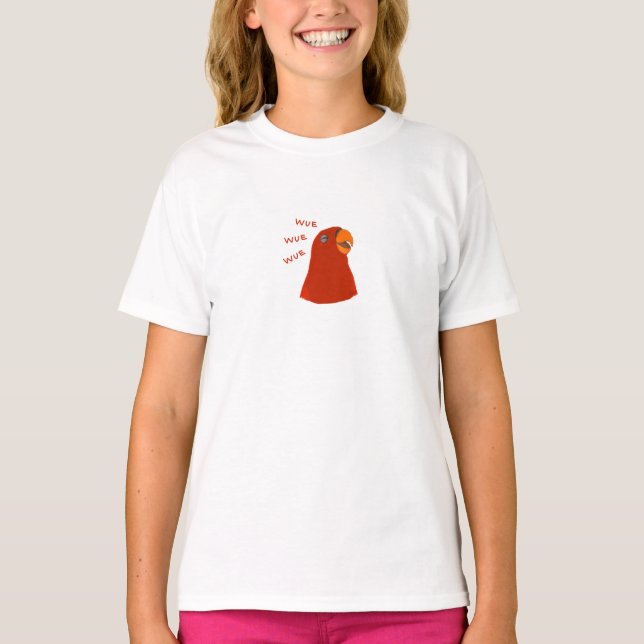 KIDS(girl) Red birb "GUMI" wuewuewue.... T-Shirt (Front)