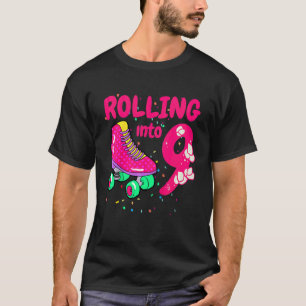Kids Girl Rolling Into 9 Years Let's Roll Roller S T-Shirt