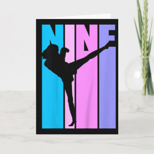 Kids Girls 9th Kickboxing Birthday Kickboxer Girl Card