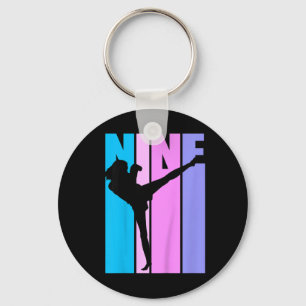 Kids Girls 9th Kickboxing Birthday Kickboxer Girl Key Ring