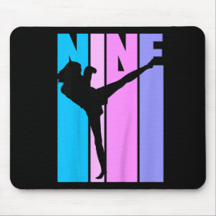 Kids Girls 9th Kickboxing Birthday Kickboxer Girl Mouse Mat