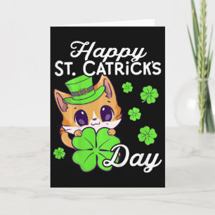 Kids Girls Cat St Patricks Day Happy St Catricks D Card