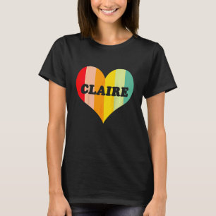 Kids Girls Claire Retro Vintage Heart Name T-Shirt