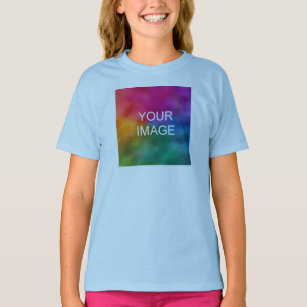 Kids Girls Clothing Add Image Light Blue Template T-Shirt
