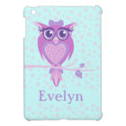 Kids girls cute owl purple & aqua ipad mini cover