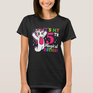Kids Girls Five Year Old Party Unicorn Outfit Cool T-Shirt