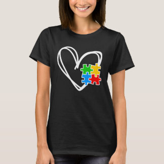 Kids Girls Heart Autism Awareness Puzzle AutismTod T-Shirt