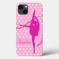 Kids girls named gymnast polka dot pink 