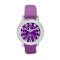Kids girls purple & white full name wrist watch