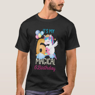 Kids Girls Six Years Old Unicorn It's My Magical 6 T-Shirt