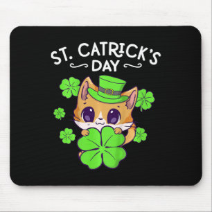 Kids Girls St Patricks Day Cat Happy St Catricks D Mouse Mat