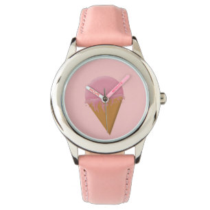 Kids Girls Strawberry Ice Cream Cone Watch Pink