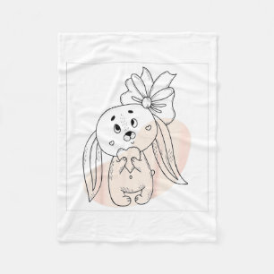 Kids Girls Valentine Rabbit Fleece Blanket
