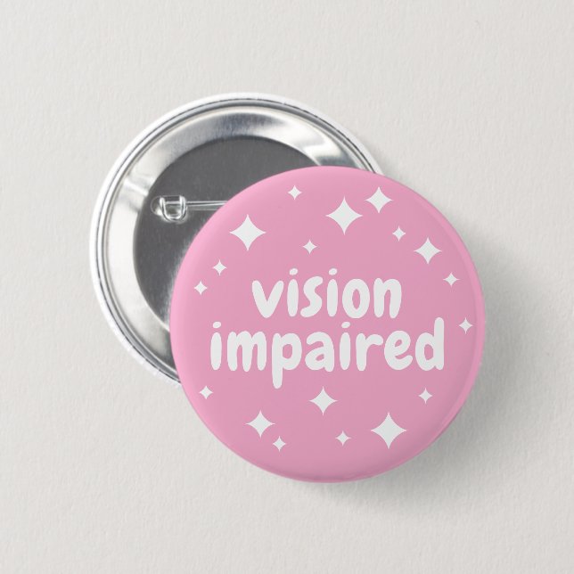 Kids Girly Pink Sparkles Vision Impaired 6 Cm Round Badge (Front & Back)