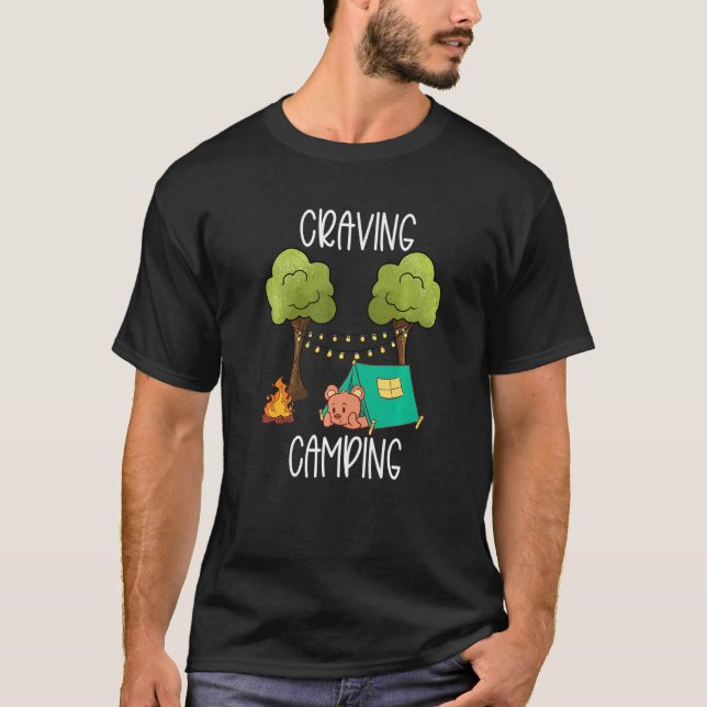 Kids Glamping Gear Tent Camping Bear Camper String T-Shirt (Front)