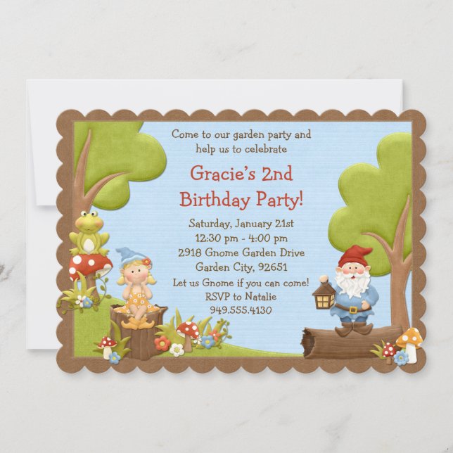 Kids Gnome Birthday Party Invitation (Front)