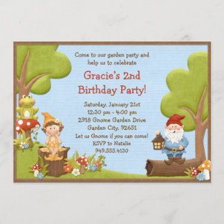 Kids Gnome Birthday Party Invitation