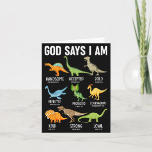 Kids God Says I Am Dinosaur Funny Dino Kids Boys B Card