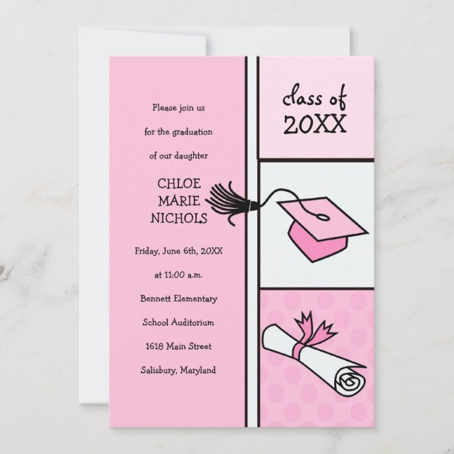 Kids Graduation Announcements (for a girl) (Front)