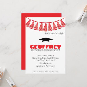 Kids Graduation Party Colorful Kindergarten Pre-K Invitation