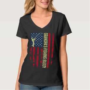 Kids Grandpa's Fishing Buddy Dad Son Squad Young F T-Shirt