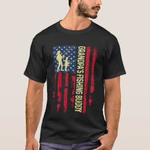Kids Grandpa's Fishing Buddy Dad Son Team Young Fi T-Shirt