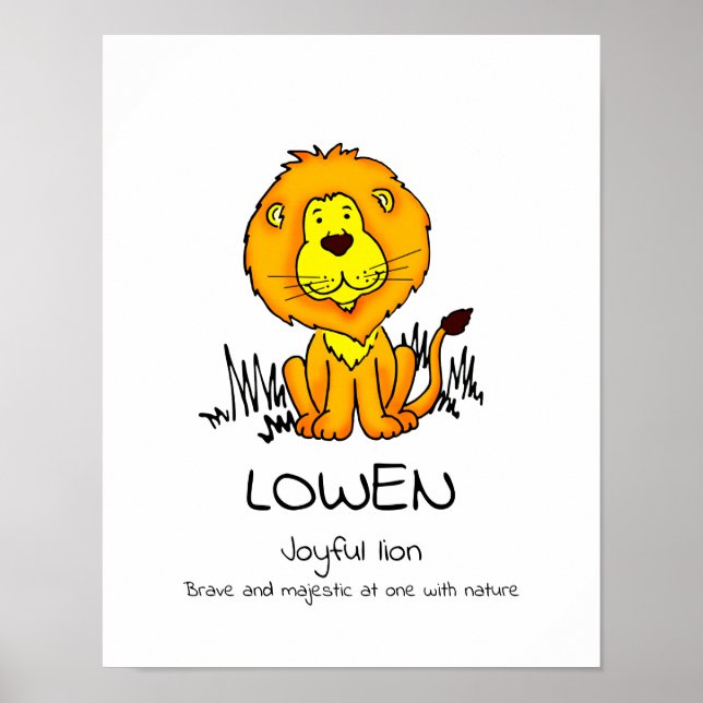 Kids graphic lion name meaning Lowen poster (Front)