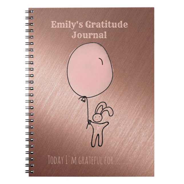 Kids Gratitude Journal Personalised Rose Gold Pink (Front)