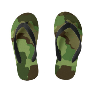 Kids Green Camouflage Flip Flops