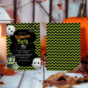 Kids Green Halloween Party Invitation