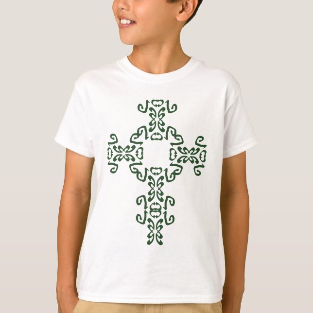 Kids Green Irish Celtic Cross Hoodie Sweatshirt T-Shirt (Front)