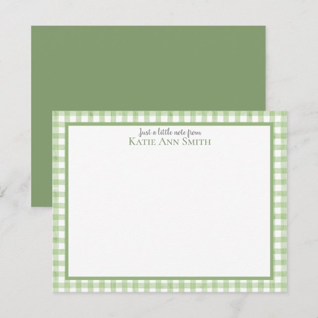 Kids Green Personal Stationery Card (Front/Back)