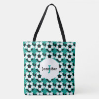 Kids Green Soccer Ball Pattern Personalised Trendy