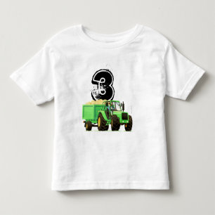 Kid's Green Tractor 3rd Birthday Toddler T-Shirt