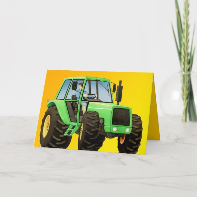 Kid's Green Tractor Card (Front)
